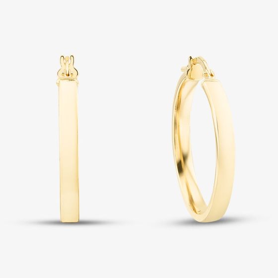 9ct Yellow Gold 23.5mm Rectangular-Tube Hoop Earrings 1.53.3699