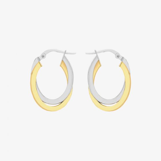 9ct Two-Tone Oval Crossover Creole Earrings 2.53.3929