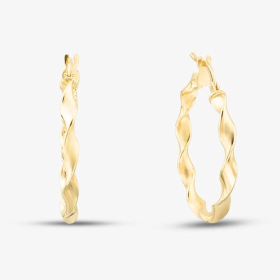 9ct Yellow Gold 22.5mm Twisted Hoop Earrings 1.51.2259