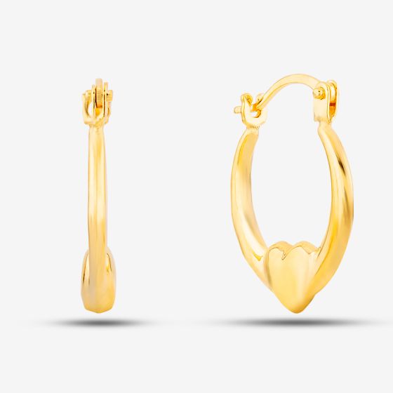 9ct Yellow Gold 12mm Heart Creole Earrings UER129Y