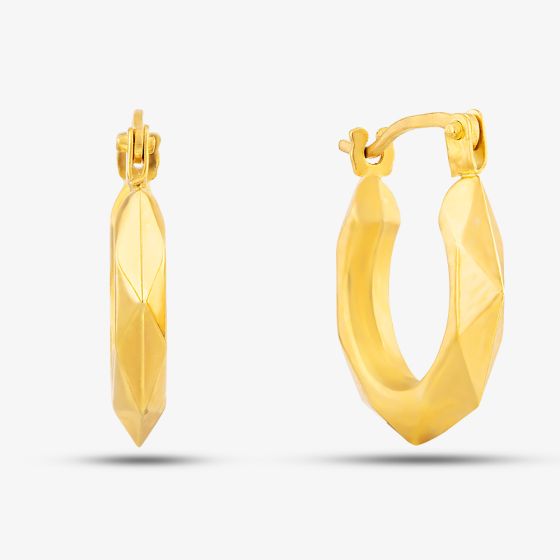 9ct Yellow Gold Patterned Creole Earrings UER131Y