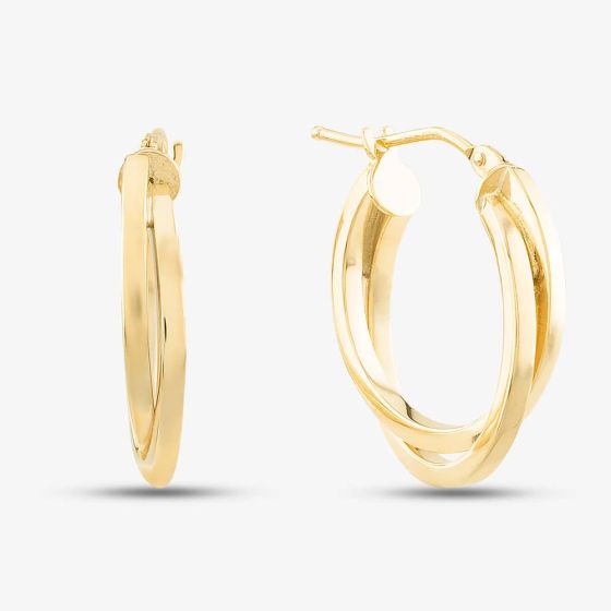 9ct Yellow Gold Crossover Double Hoop Earrings ER386