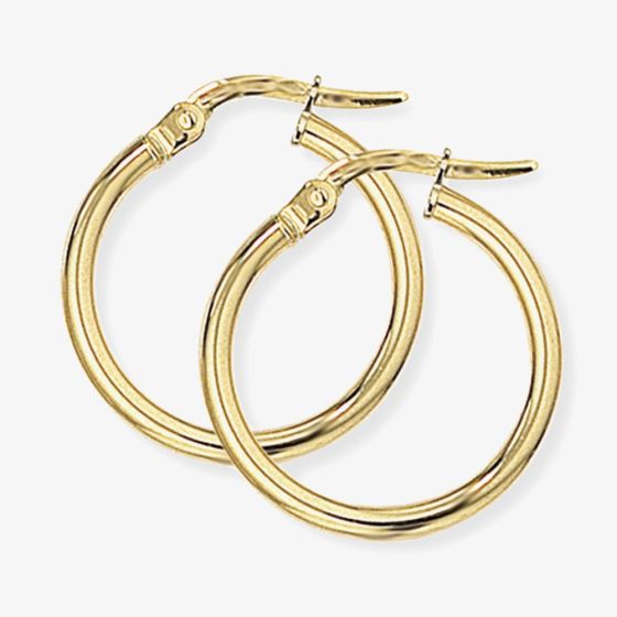 9ct Yellow Gold 18mm Tube Hoop Earrings E551