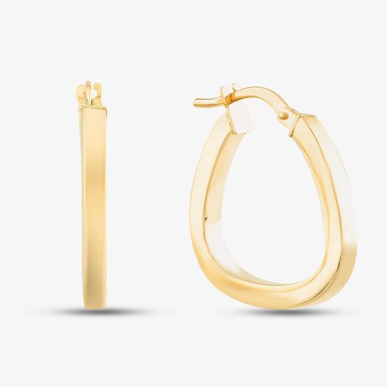 9ct Yellow Gold Triangular Creole Hoop Earrings 1.52.9679