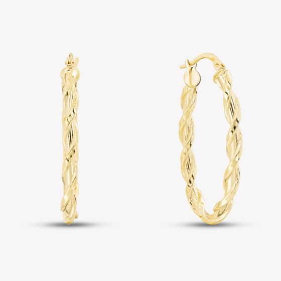 9ct Yellow Gold Oval Twisted Hoop Earrings AR050Y