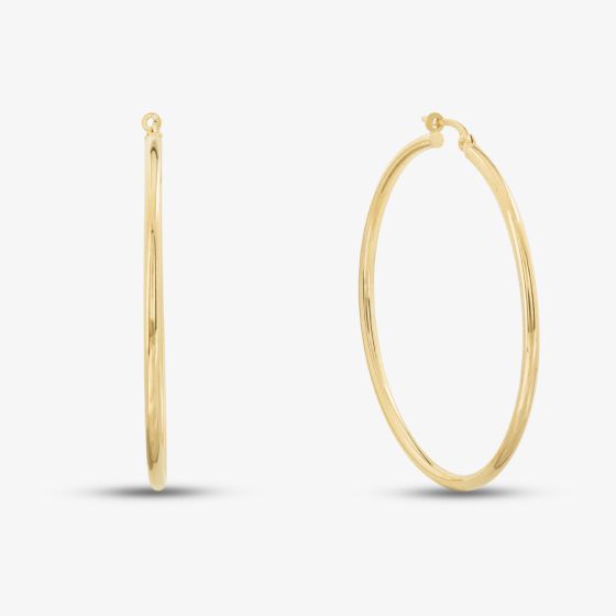 9ct Yellow Gold Large Round Hoop Earrings UER107Y
