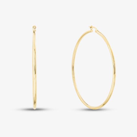 9ct Yellow Gold 50mm Large Round Hoop Earrings UER108Y
