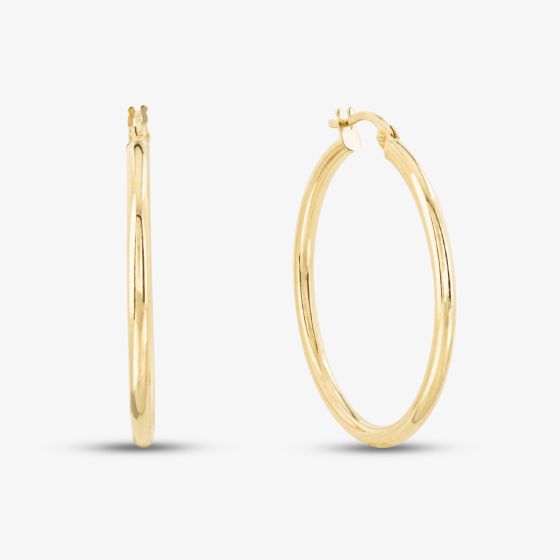 9ct Yellow Gold 28mm Medium Round Hoop Earrings UER100Y