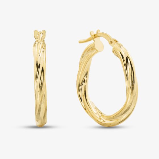 9ct Yellow Gold 20mm Twisted Hoop Earrings MISC (AR ODD)