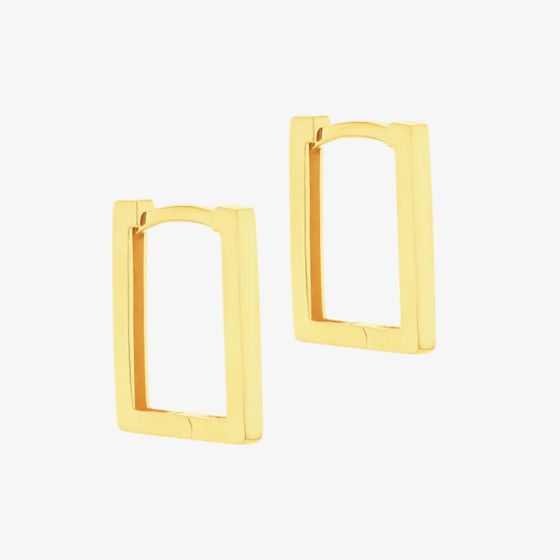 9ct Yellow Gold 13.5mm Rectangular Hoop Earrings 1.53.0014