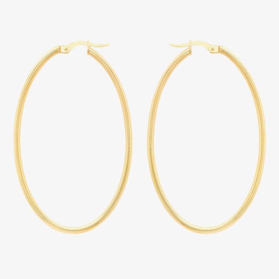 9ct Yellow Gold 54mm Large Oval Hoop Earrings 1.53.0589