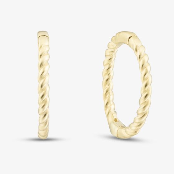9ct Yellow Gold 10mm Twist Endless Hoop Earrings 1.51.3196