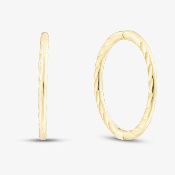 9ct Yellow Gold 14mm Twist Endless Hoop Earrings 1.51.3198