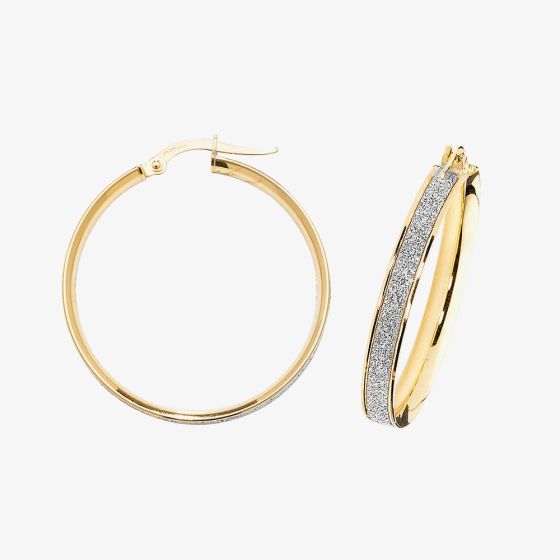 9ct Yellow Gold 20mm Sparkling Hoop Earrings ER1023-20