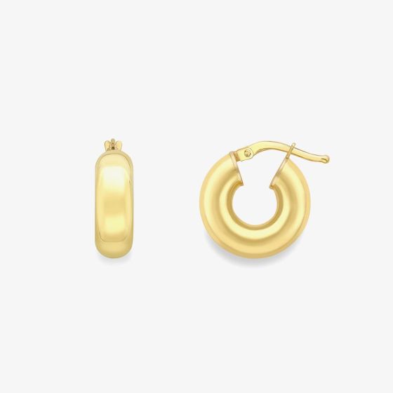 9ct Yellow Gold Chunky Tube Hoop Earrings 120525147542