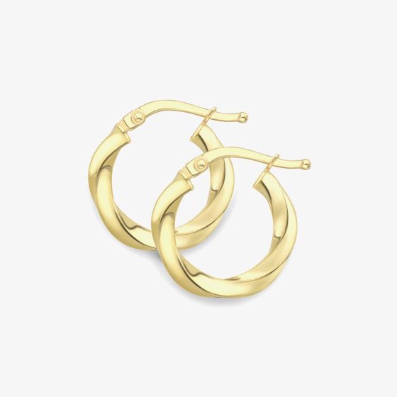 9ct Yellow Gold Twist Hoop Earrings 120525147557