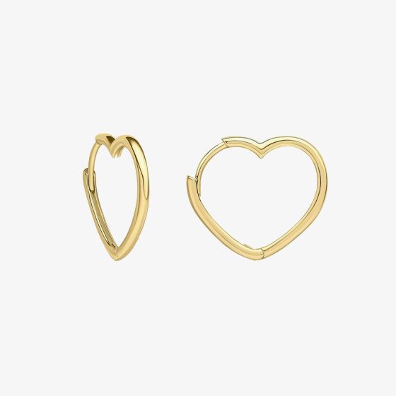 9ct Yellow Gold Open Heart Hoop Earrings GE2503