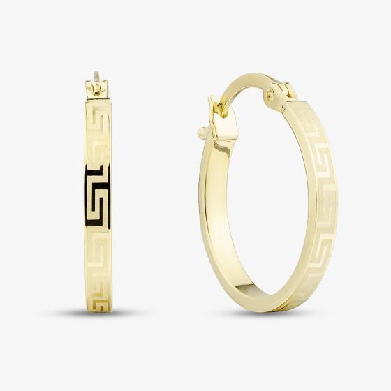 9ct Yellow Gold Patterned Hoop Earrings E-RTGS-21515-9Y