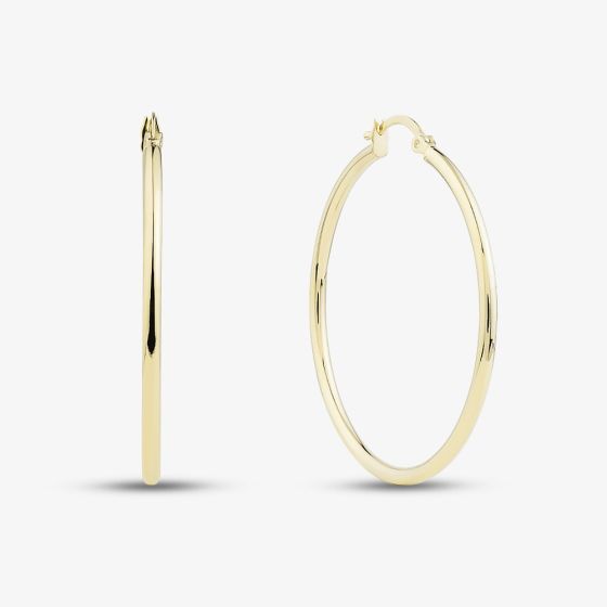 9ct Yellow Gold 40mm Thin Tube Hoop Earrings E-SLRT-235-9Y