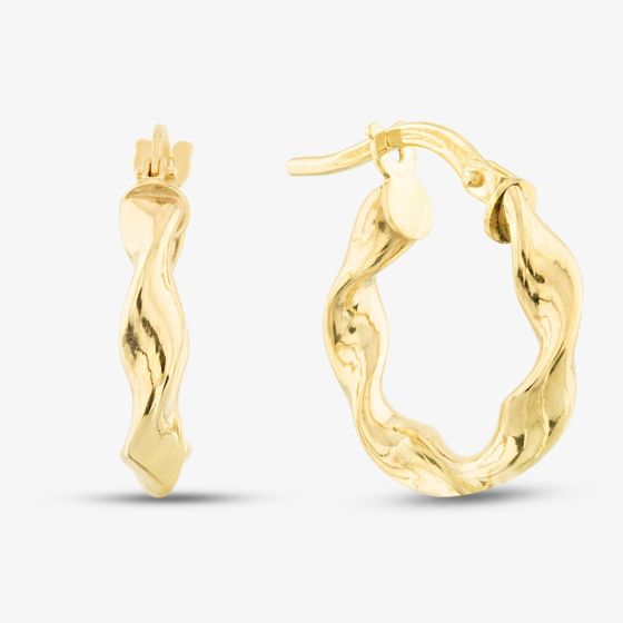 9ct Yellow Gold 17mm Twist Creole Earrings 1.52.7459