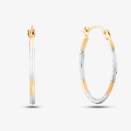 9ct Two Colour Gold Oval Hoop Earrings 2.53.9119