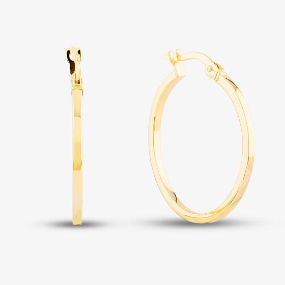 9ct Yellow Gold Square Tube Hoop Earrings ST-ER580
