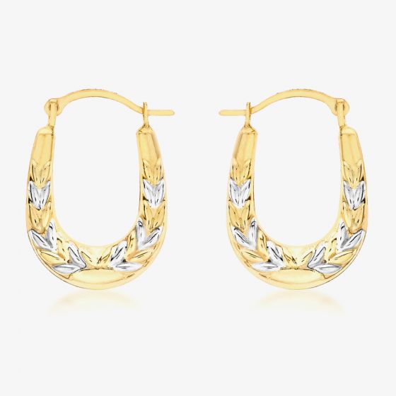 9ct Gold Two Colour Mini Leaf Creoles 2-53-3759