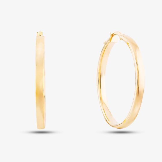 9ct Yellow Gold Rectangular Tube Hoop Earrings 1.53.3719