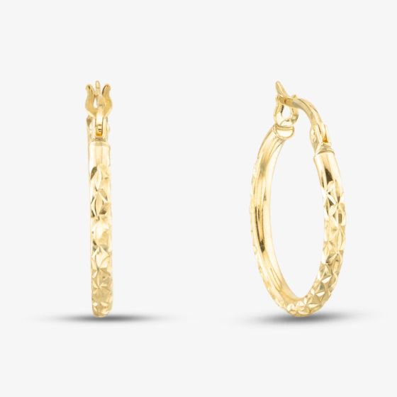 9ct Gold Diamond Cut Creole Earrings 1-53-8419