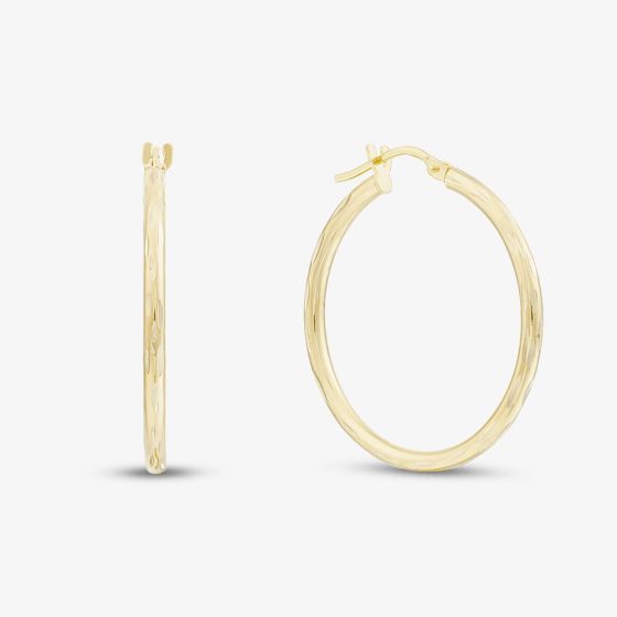 9ct Yellow Gold 30mm Diamond Cut Creole Earrings 1.53.4819