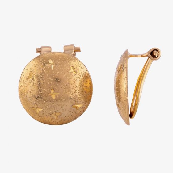 9ct Gold Clip On Diamond Cut Button Stud Earrings 10.04.030