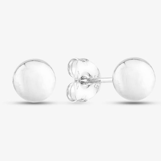 9ct White Gold Plain 5mm Ball Stud Earrings SE105