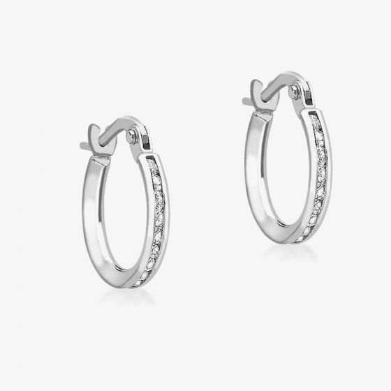 9ct White Gold Cubic Zirconia Hoop Earrings 5.58.8359