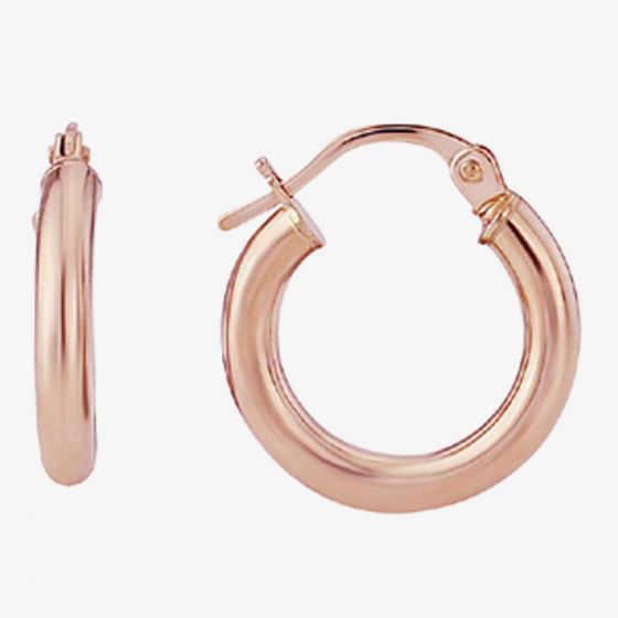 9ct Rose Gold Small Chunky Plain Hoop Earrings GER109-R
