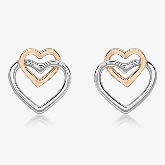 9ct Two Colour Linked Heart Stud Earrings 2.55.8629