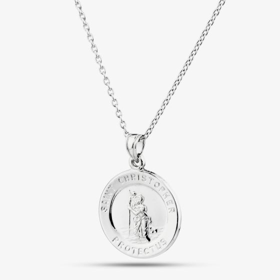 Sterling Silver Round St. Christopher Pendant SJR1013xCH18R1