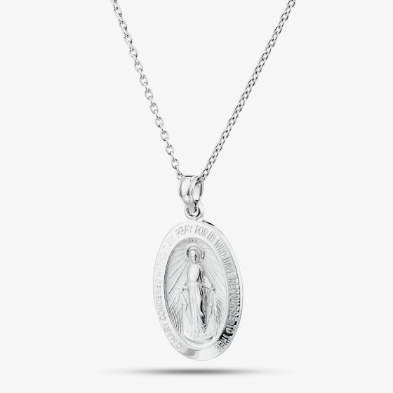 Sterling Silver Oval St. Mary Pendant SJR1023xCH18R1