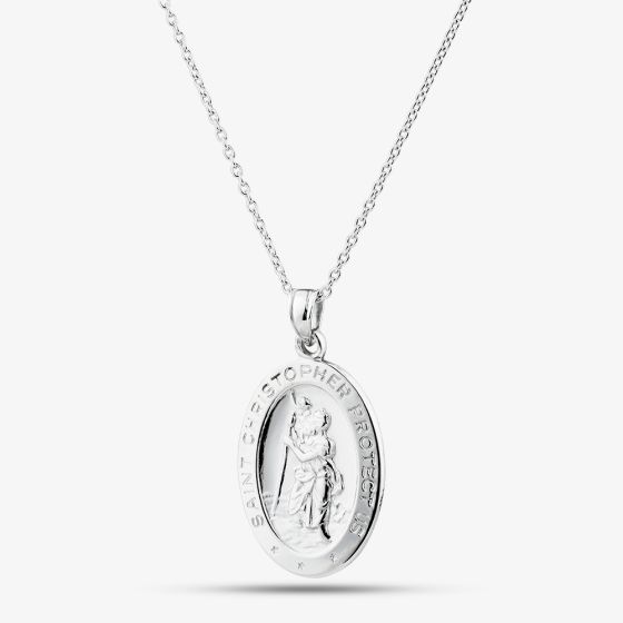 Sterling Silver Oval St. Christopher Pendant SJR1015xCH18R1