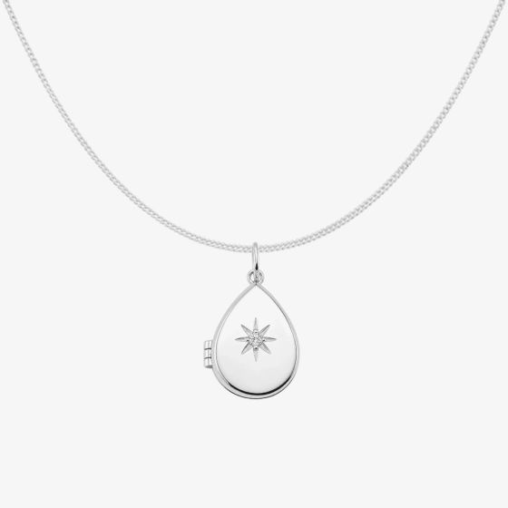 Sterling Silver Sarburst Teardrop Pendant P5647C N2326