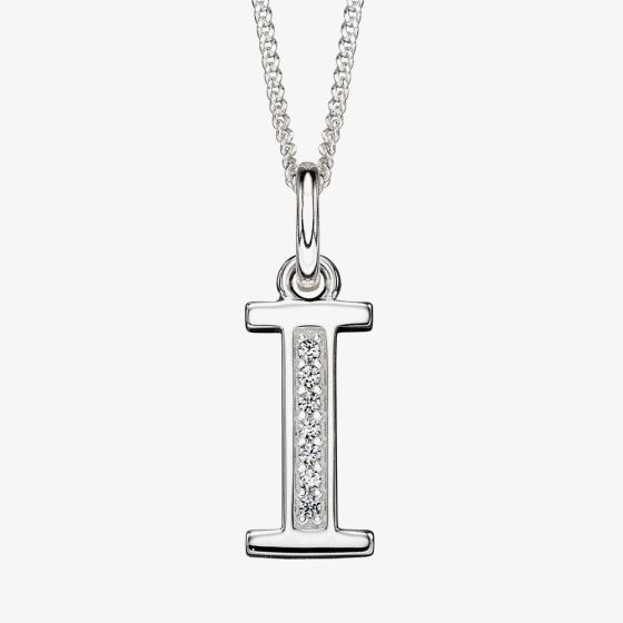 Sterling Silver Cubic Zirconia Initial "I" Pendant Necklace P4731CI