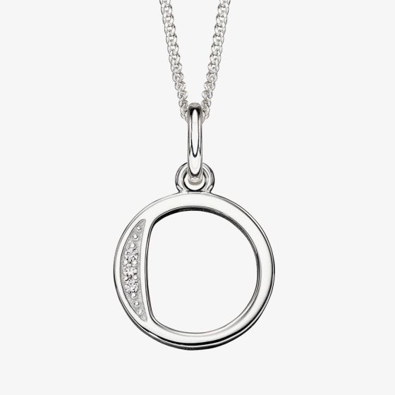 Sterling Silver Cubic Zirconia Initial "O" Pendant Necklace P4737CO