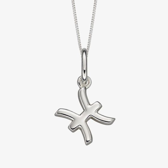 Sterling Silver Pisces Zodiac Sign Pendant Necklace P4999