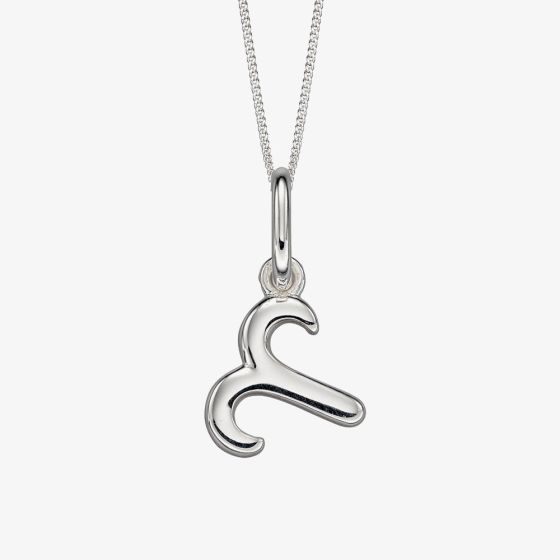 Sterling Silver Aries Zodiac Sign Pendant Necklace P4988