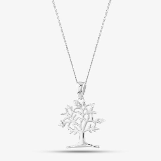 Sterling Silver Cubic Zirconia Tree Necklace 8.68.4622