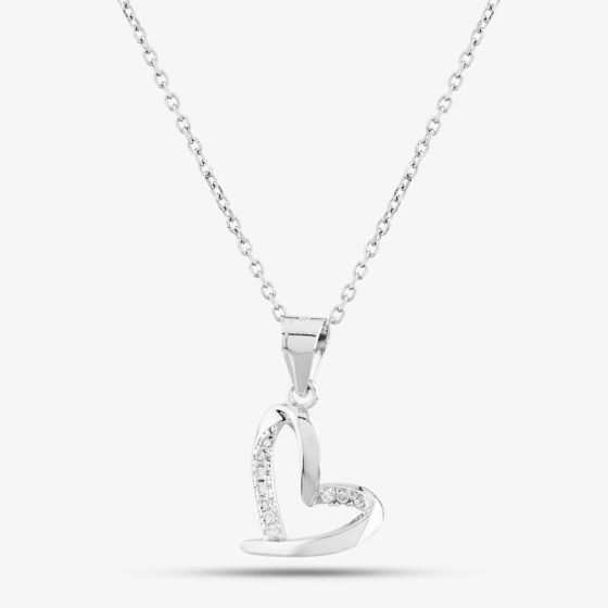 Sterling Silver Cubic Zirconia Offset Heart Pendant N611053