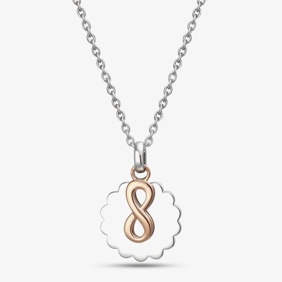 Sterling Silver Two Tone Flower & Infinity Necklace 2THB009306