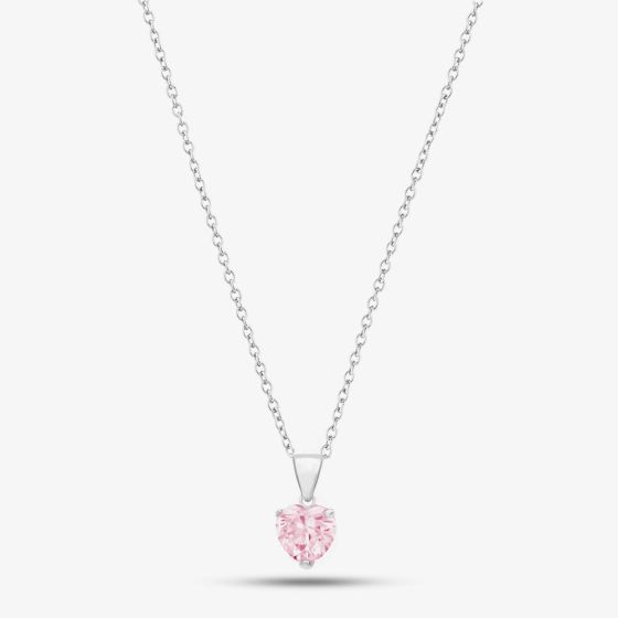 Sterling Silver 5mm Pink Crystal Heart Pendant 8.62.2694
