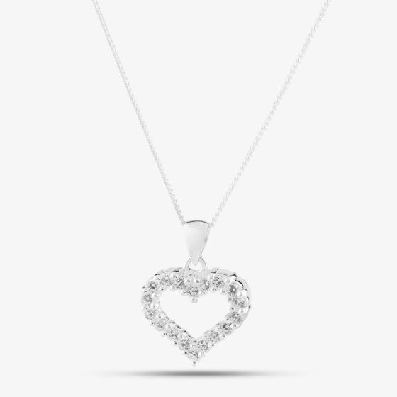 Sterling Silver Open Heart Crystal Pendant 8.62.8584