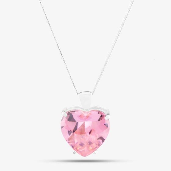 Sterling Silver 15mm Pink Crystal Heart Pendant 8.62.5642