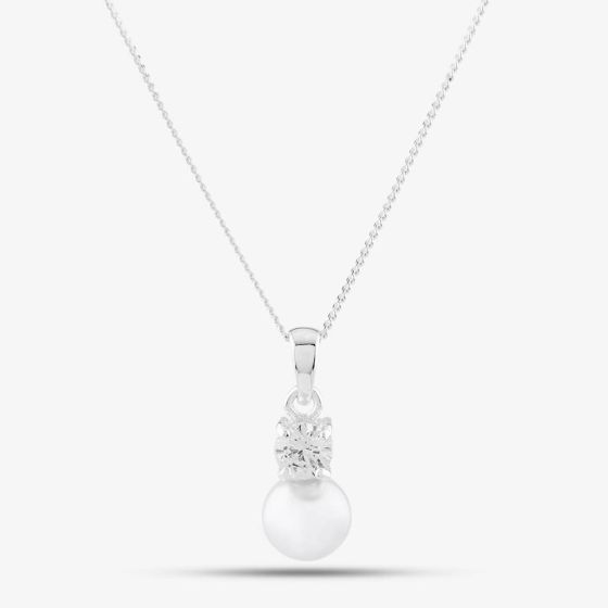 Sterling Silver Crystal Pearl Drop Pendant 8.63.3994
